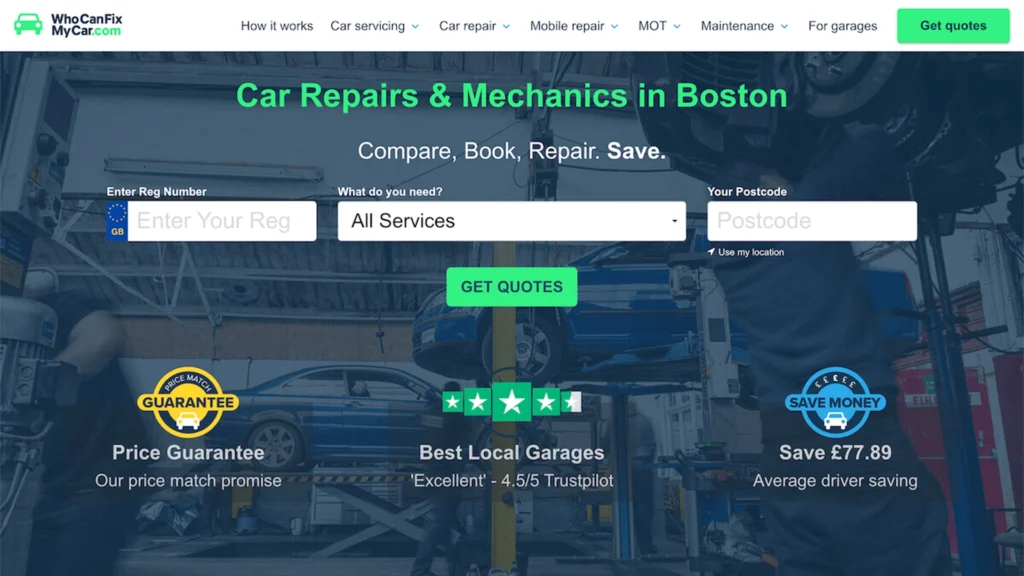 Who Can Fix My Car Landing Page
