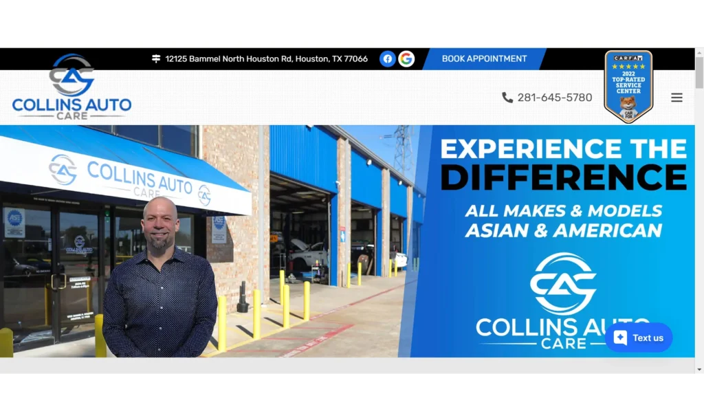 Colins Auto Care Website Design