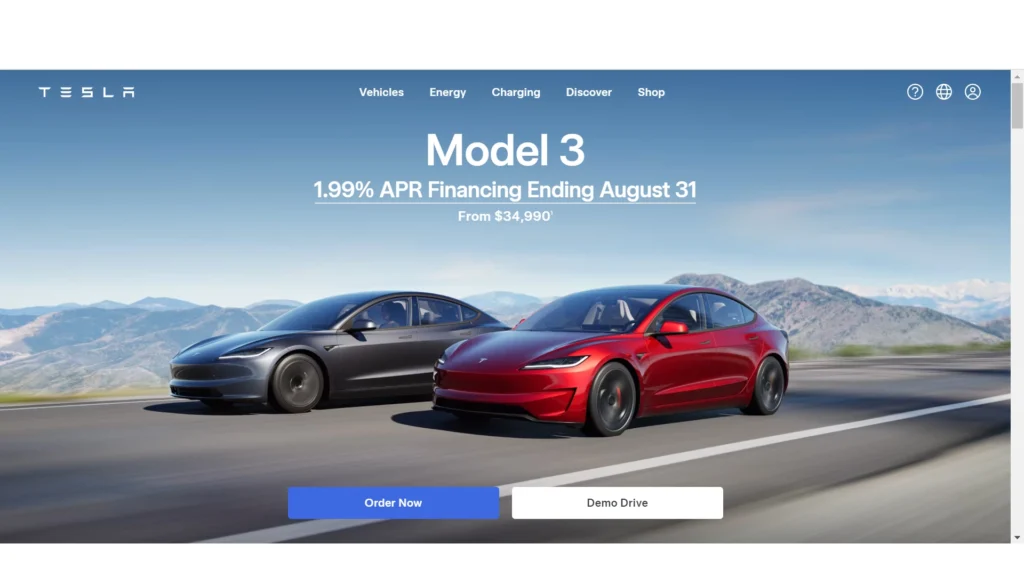 Tesla Automotive Website Design