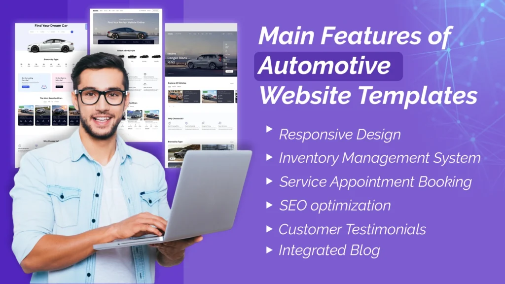 main features of automotive website templates