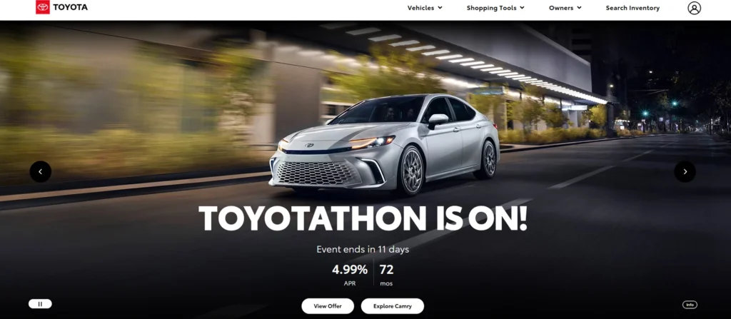 Toyota Car Showroom Website Design